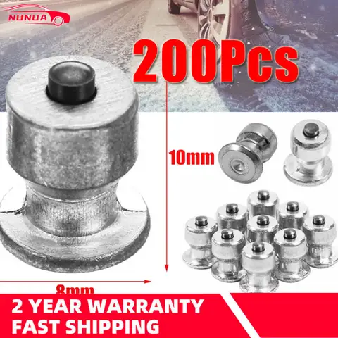 200Pcs Winter Wheel Lugs Car Tires Studs 8x10mm Screw Snow Spikes Wheel Tyre Snow Chains Studs For Shoes ATV Car Motorcycle Tire