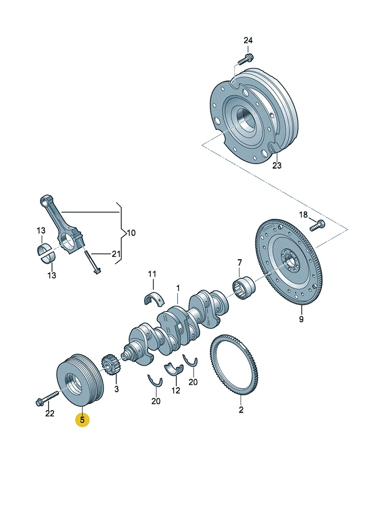 BOICY Crankshaft Pulley for Jetta Tiguan Golf Polo Eos Passat CC A3 A4 A6 Q3 Q5 Superb Octavia  06H105243K 06H105243G 06H105243D