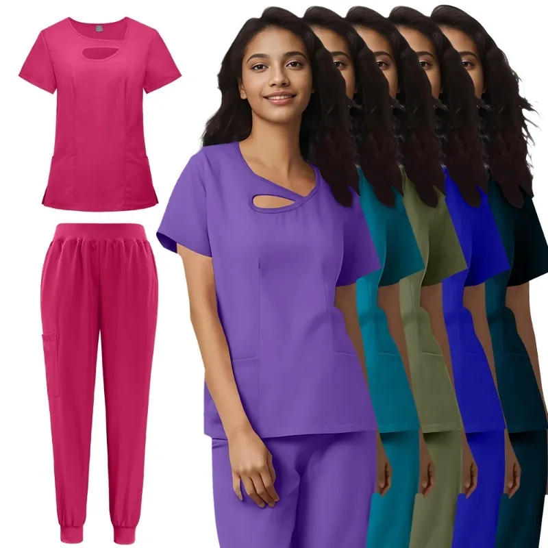 

Hollow Uniforms Women's Solid Color New Color Nurse Overall Hand Washing Workwear Matte Set Quick Drying