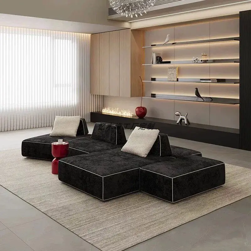 minimalist household apartment double-sided, sitting fabric module sofa combination tofu block removable leather special-shaped