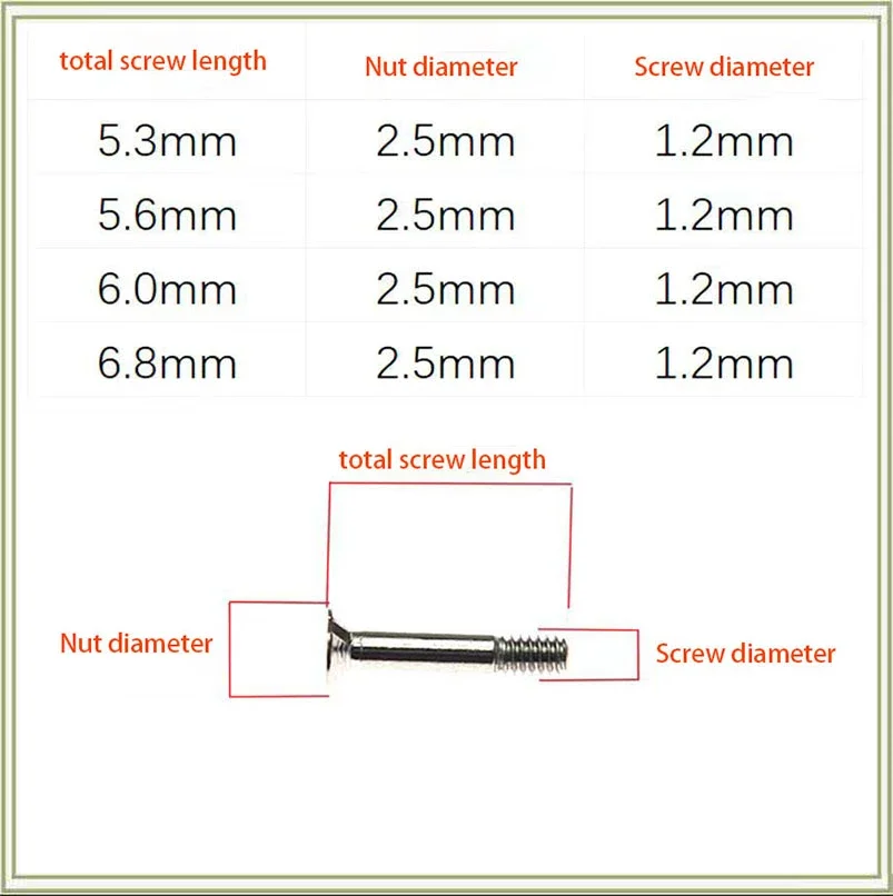 For Hublot Bigbang Classic Fusion H-U Bezel Buckle Buckle Screw Tool 5.3 5.6 6.0 6.8 Stainless Steel Screws