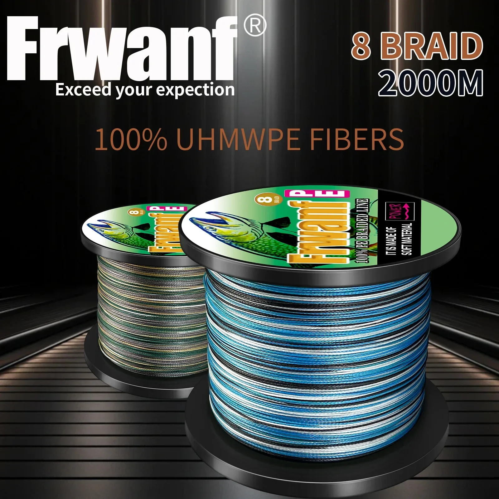 

Frwanf 2000M Super Strong PE 8 Strands Braided Fishing Line Multifilament 8 Thread 6-300LB Sea Cord Carp Fishing Braided Wire