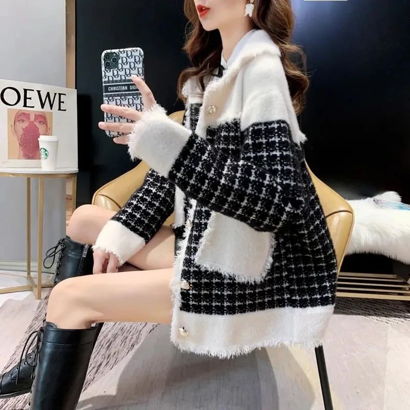 Small Wind Lamb Fur Coat Womens 2024 Autumn Winter New Fur One Imitation Rabbit Fur Jacket Female Loose Cardigan Jackets