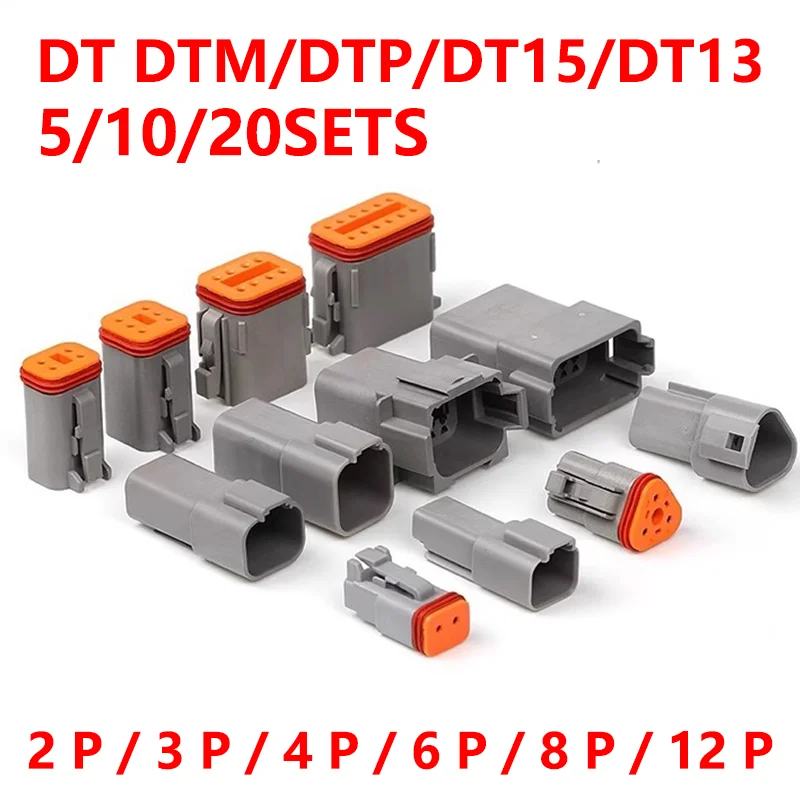 

5/10/20 Sets Deutsch DT DTM/DTP/DT15/DT13 Waterproof Wire Automotive Connector Kit DT06-2S DT04-2P DT06-3S DT04-3P Sealed Plug