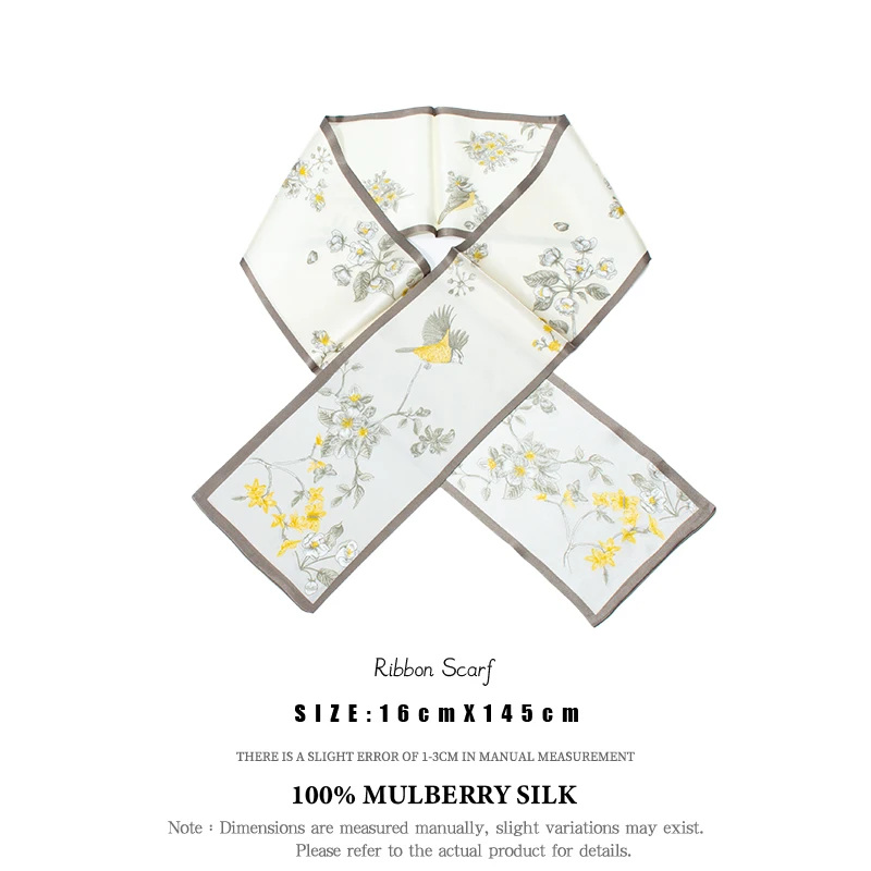 100% Mulberry Silk Fashionable Printed Long Scarf,Women's Elegant Scarf,Scarf Ribbon,Multifunctional Headband,Bag Tie