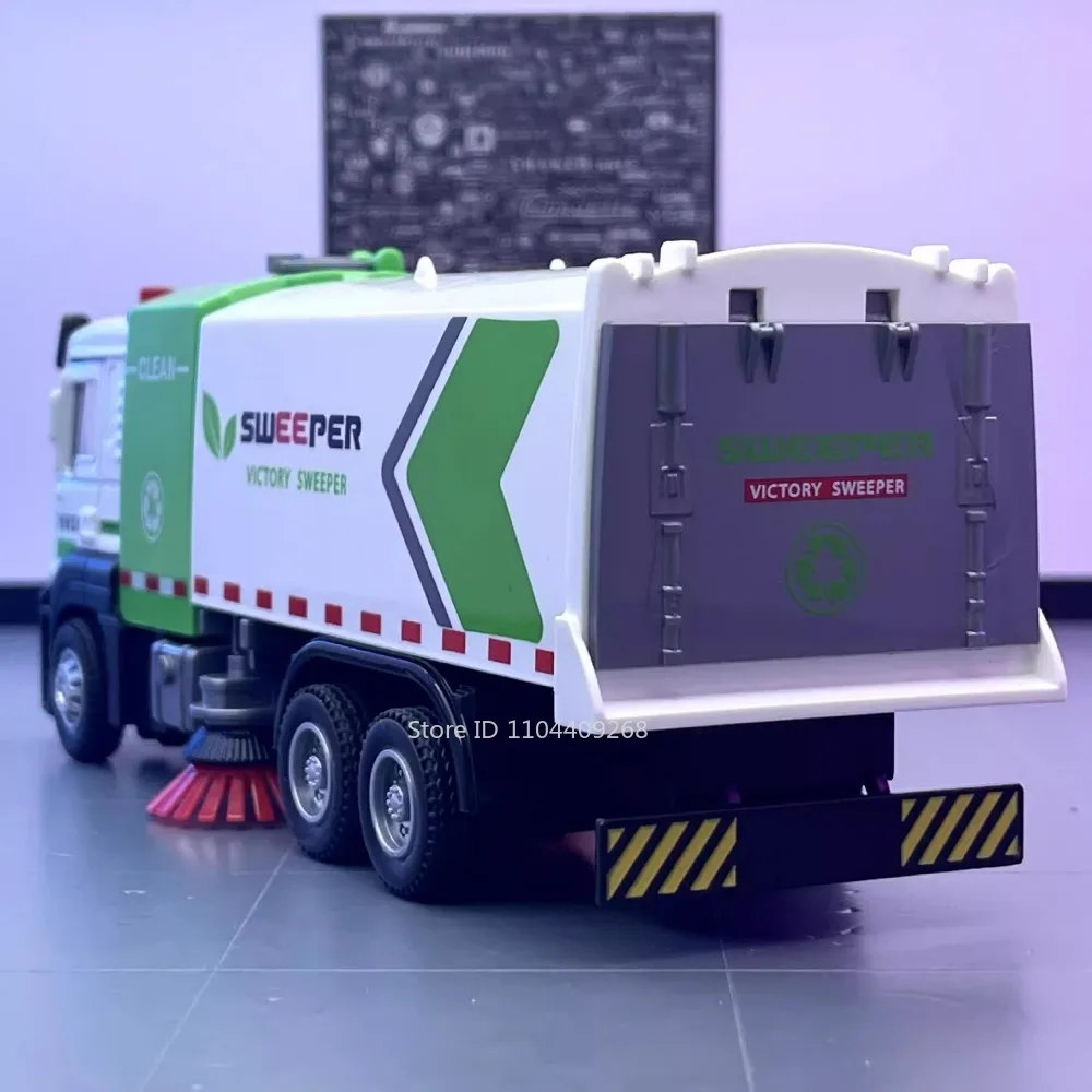 1:32 スケールシティスイーパーマック輸送トラックモデルおもちゃの車金属ダイキャスト車プルバックサウンドライトモデルキッズギフト