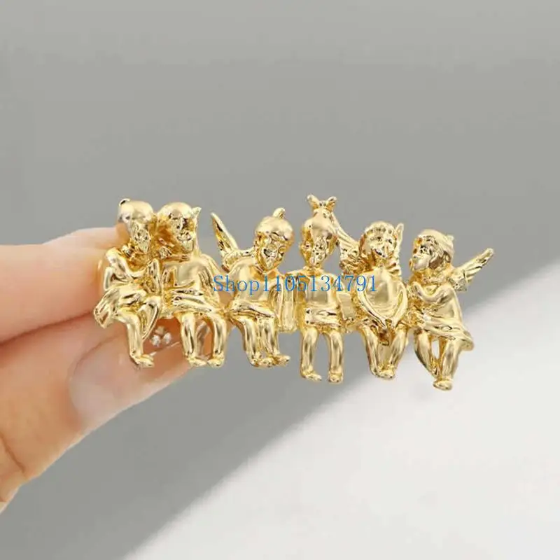 98 كم جميلة ستة ملاك تصميم بروش دبوس هدية مجوهرات سبيكة خفيفة الوزن للنساء الرجال #3