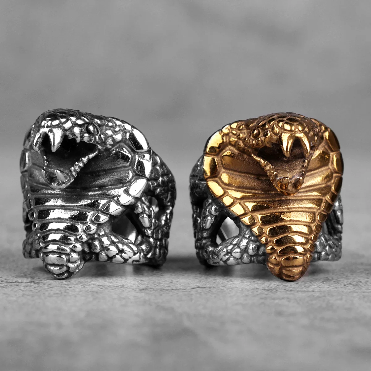 Stainless Steel Men Rings Cobra Snake Animal Punk Rock Personality for Biker Male Boyfriend Jewelry Creativity Gift Wholesale