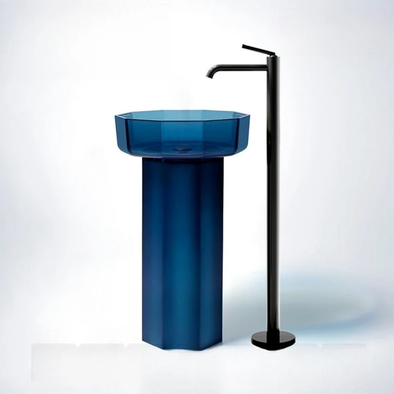 Transparent wash basin Household integrated, colored transparent pillar basin