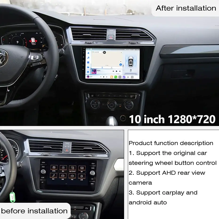 10'  For VW Volkswagen Tiguan L MK2 2017-2020 Wireless Carplay Android Auto GPS Navigation DSP navigation,and DSP audio