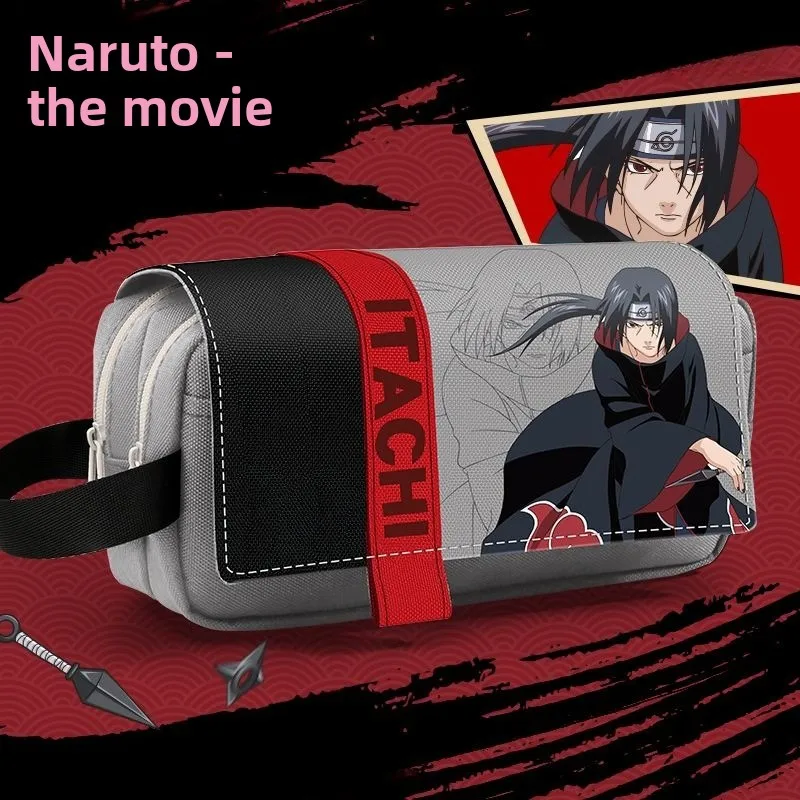 Sac à crayons Naruto anime Uchiha Itachi, grande capacité, multi-couches, sac à crayons créatif, étanche, étui à crayons de dessin animé pour étudiants