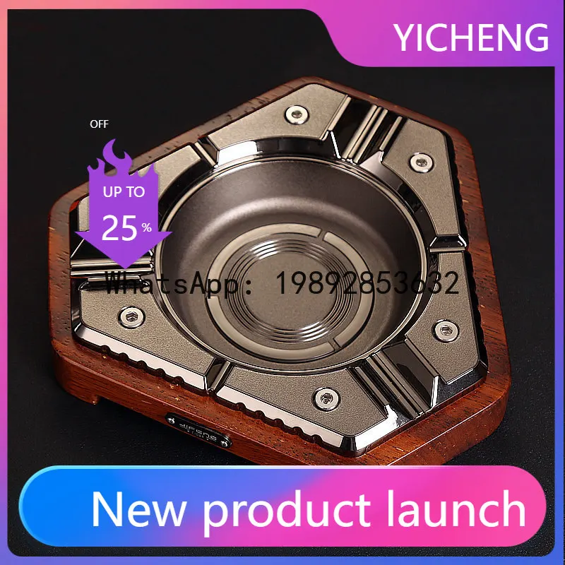 

Cigar ashtray special thickened pineapple grid solid wood metal high-end fashion simple creativity