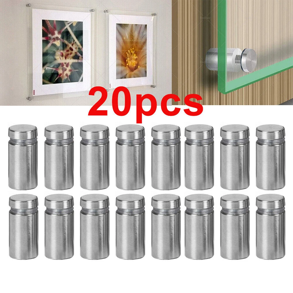 20pcs Advertising Nails Bolts Decorative Mirror Nails Wall Mount Glass/Acrylic Sign Standoff Fixing Screws Fasteners Hardware