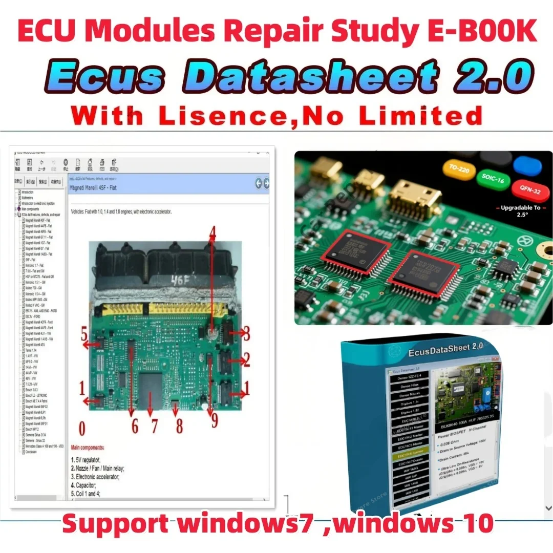 

2025 ECU Repair Software ECU Modules Repair Pinout Immo Location Including Multimeters Transistor EEprom Defects RAM PAL Decoder