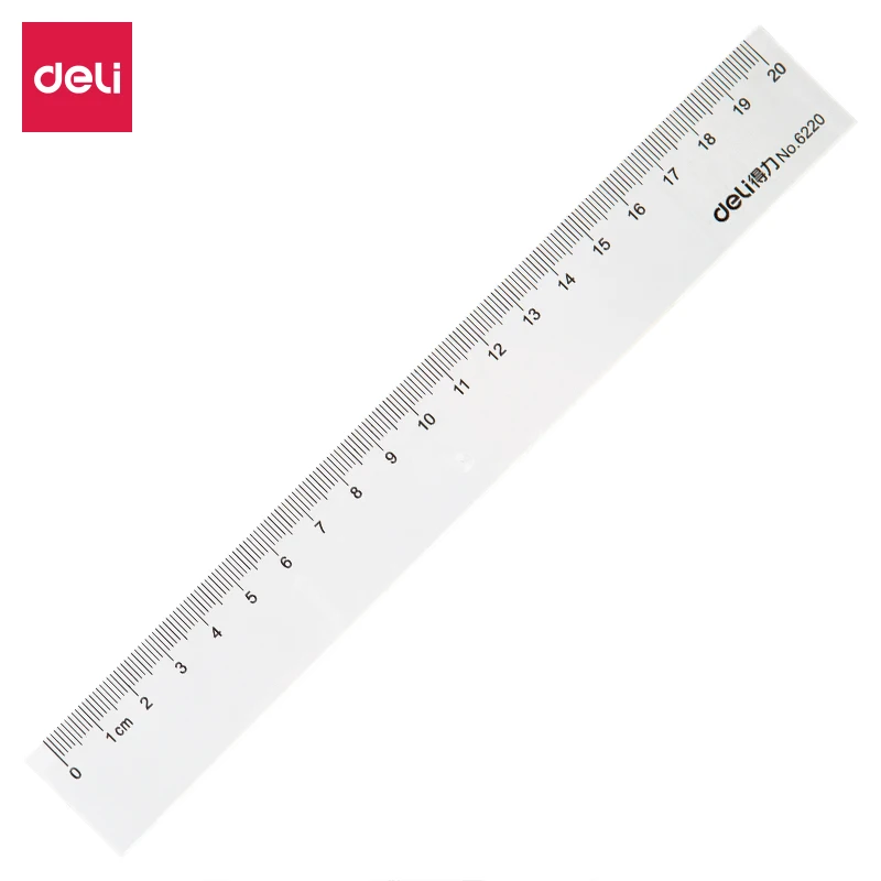 1PCS Deli 6220 6260 Office Student Desk Plastic Clear Ruler Transperant Straight Ruler 20cm 30cm 40cm 50cm 60cm Optional