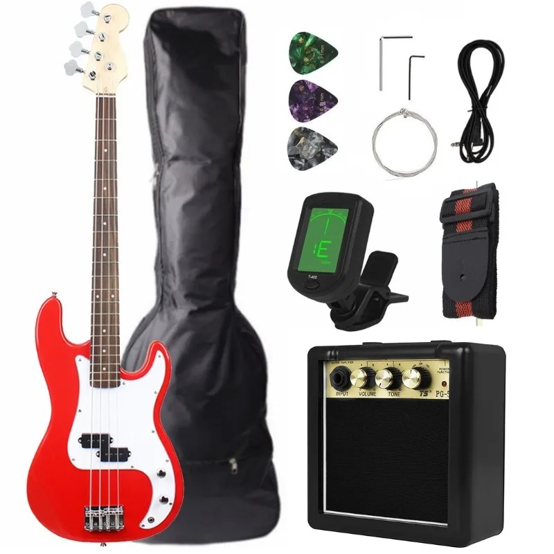 

4-струнный электробас для начинающих, 21-тональный бас-гитара с накладкой из палисандра, бас-гитара для студентов, вводный бас-гитарный комплект