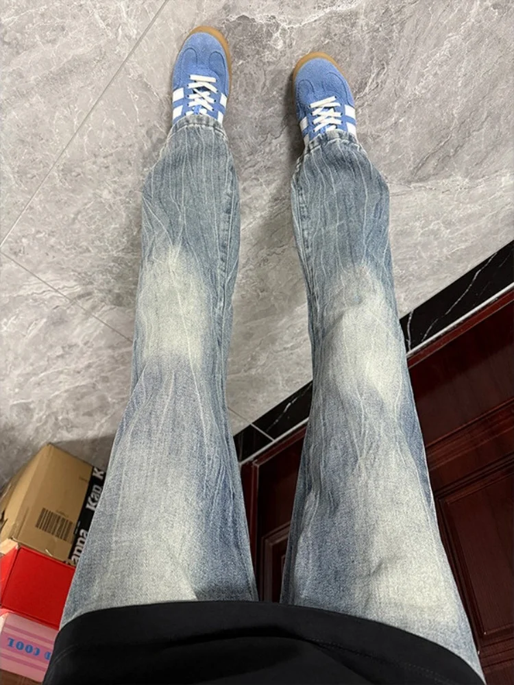 

American High Street Lightning Pattern Slim Fit Straight Leg Jeans Men's Spring Autumn Versatile Cleanfit Youth ular Jeans