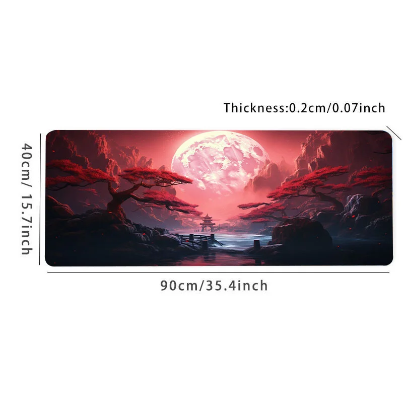 Large Landscape Red Moon Mouse Pad Desk Mat for Office and Gaming Mouse Pad with Enhanced Precision and Comfort