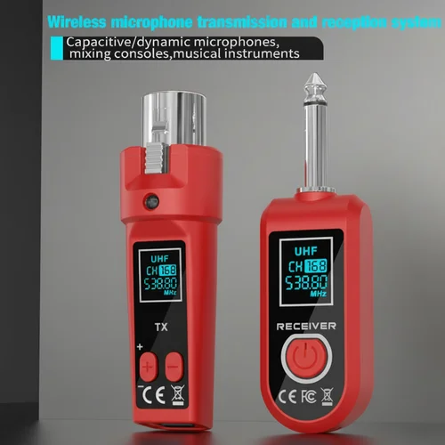 Imagen 2 del producto Convertidor inalámbrico UHF condensador dinámico recarga Universal transmisor y receptor XLR para micrófono mezclador de Audio guitarra