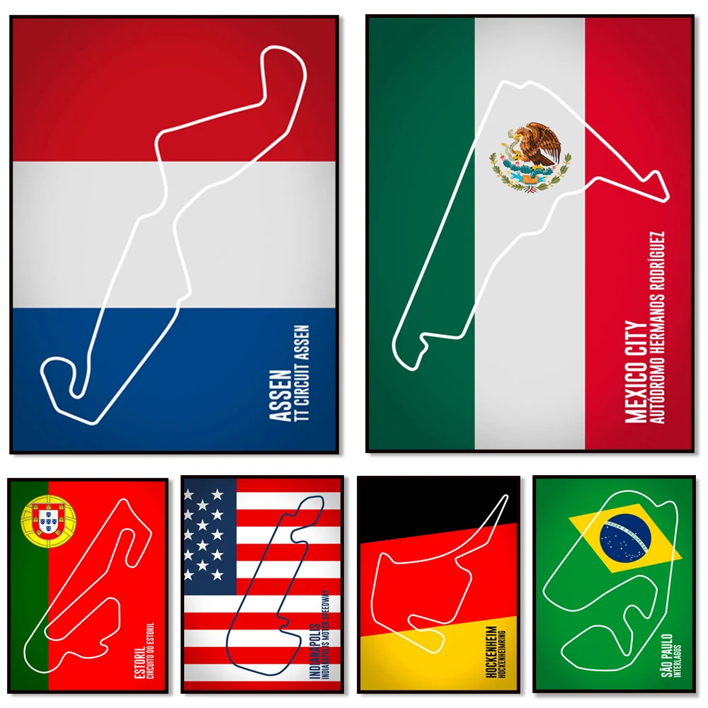 Race Track Moscow Spain France Raceway Poster Canvas Art Print Home Decor