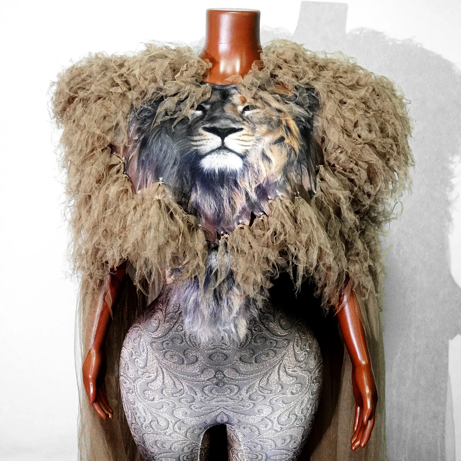 Nowe kombinezony w panterkę, peleryny, seksowne kostiumy sceniczne dla piosenkarek, taniec barowy, cosplay, obcisłe ubrania, modelki.