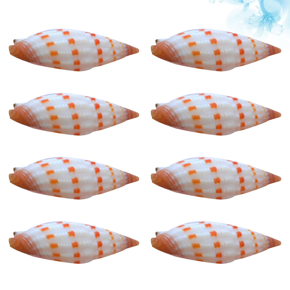 8 Pcs Natural Seashells Cowrie Beads Snail Conch Red Spots Spiral Seascape Accessories