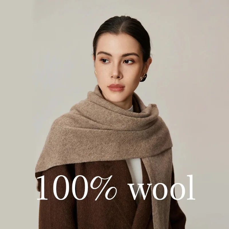 

Women's Casual Solid Colour 100% Wool Knitted Scarf Winter Fashion Warmth Accessory Korean Ins Style Woolen Triangle Scarf