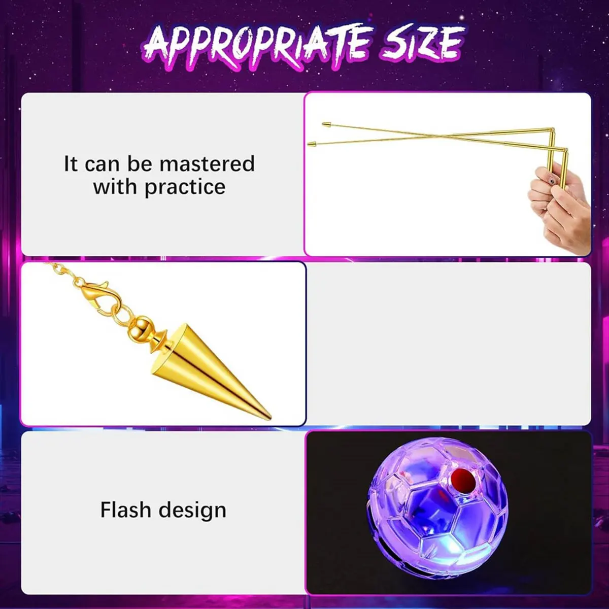 FOR HOME 4 Pcs Dowsing Rods Copper Set Pen Shaped Gold Spirit Rods Water Divining Rods with LED Light Up Cat Ball
