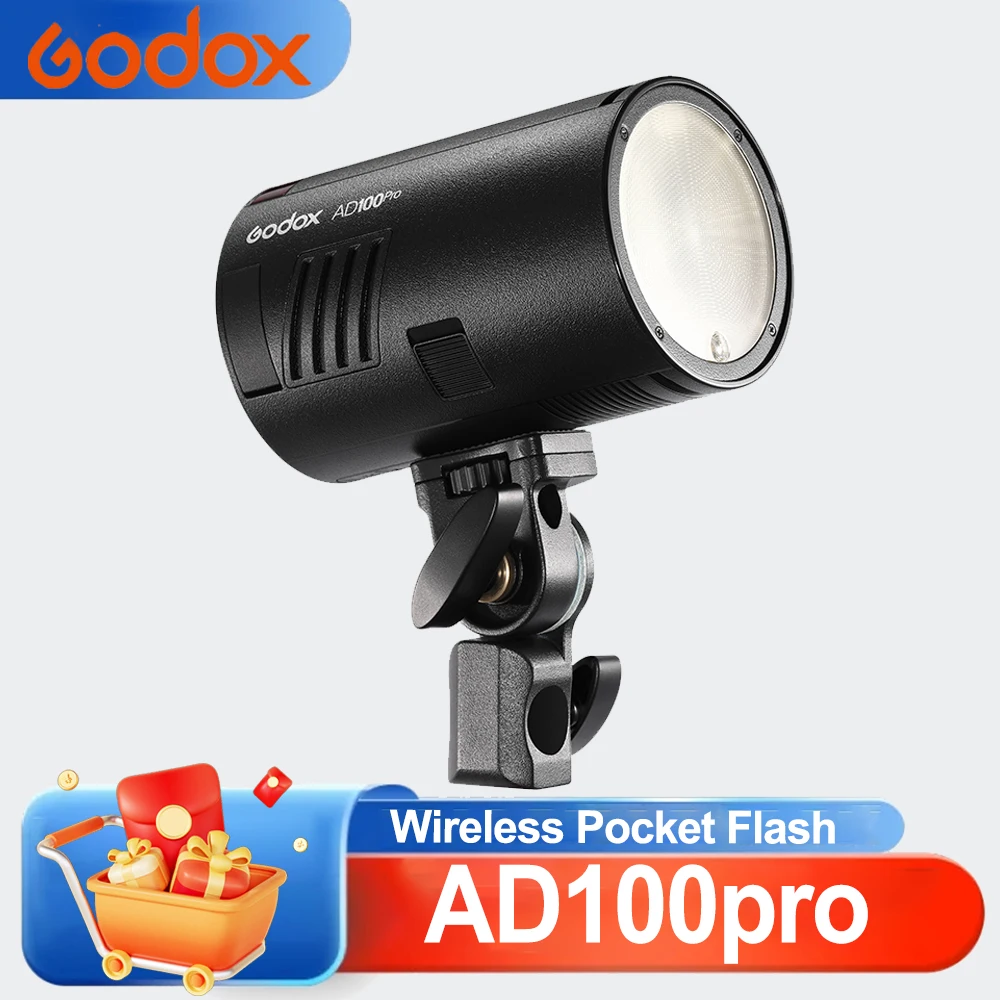 

Вспышка Godox AD100Pro 100W TTL HSS для наружной съемки, беспроводная карманная вспышка 2.4G для Sony, Nikon, Canon, Fujifilm, Panasonic, Pentax