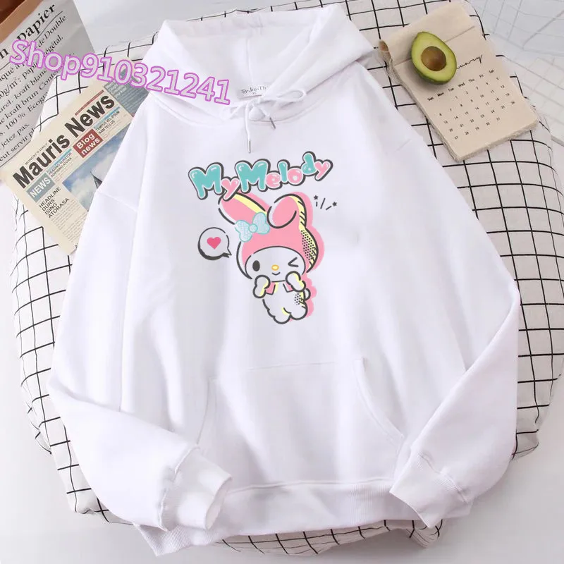 Katze Hoodies Design Buchstaben Sweatshirt niedlichen Cartoon Hoodie meine Melodie Pullover Winter übergroße weibliche Kleidung