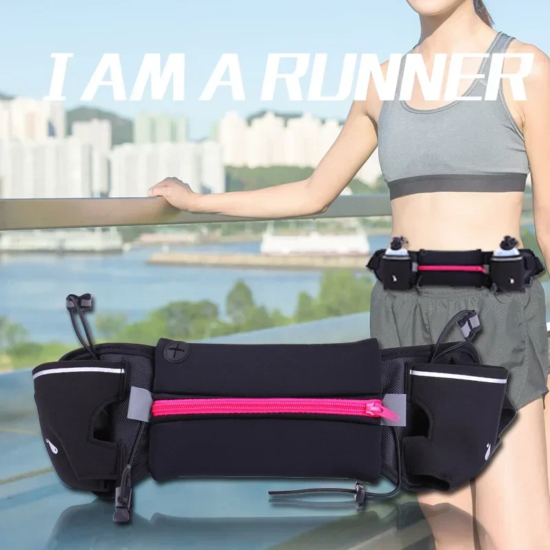 Riñonera para correr al aire libre para hombre y mujer, bolsa de cinturón de hidratación, botella de agua, Fitness, gimnasio, billetera deportiva