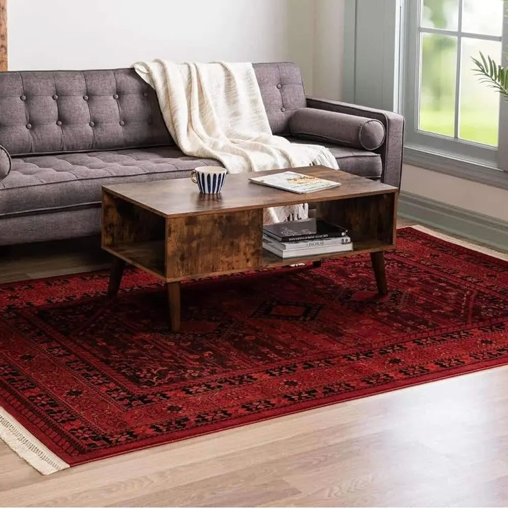 Sheibani Tekke Area Rug - 5'3 x 8' Red and Black Rectangle