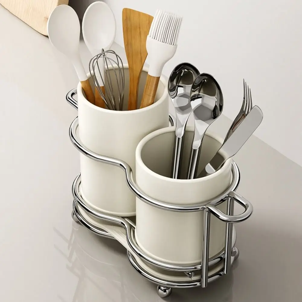 

Многофункциональный держатель для кухонной утвари большой емкости, компактный держатель для палочек для еды, нержавеющая стойка для хранения столовых приборов
