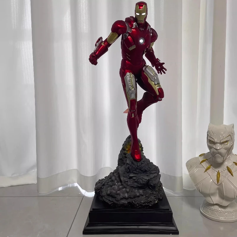 

Marvel Avengers Iron Man MK7 Light Up Flying Pose Resin GK Statue Action Figure Desktop Ornament Collectible Gift For Collectors