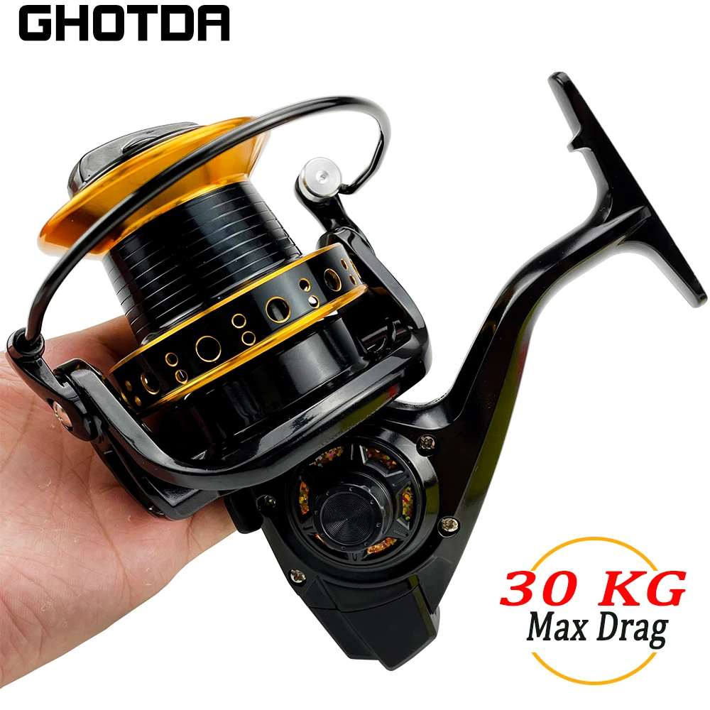 

9000-12000 Series Long Casting Spinning Wheel Metal Spool 4.0:1 High Speed Fishing Reel Drag 20-30kg Left Right Interchangeable