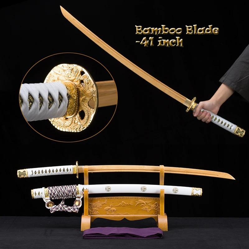 Bokken Sword, Japanese Sword,Tokugawa Ieyasu Tachi Katana, Bamboo Blade 1:1 Reduction, Decoration, Training Sword, White Color