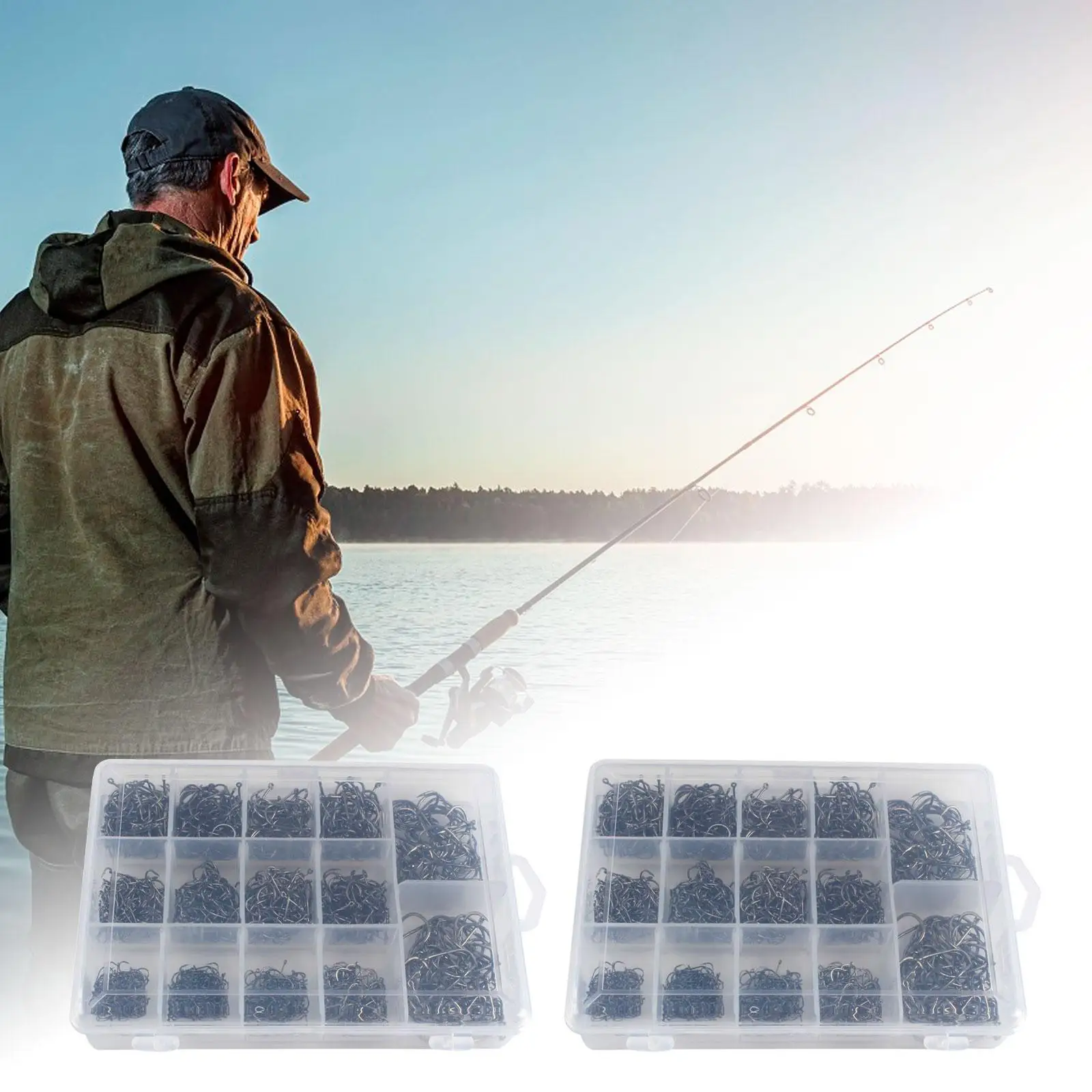 Fishing Hooks Fish Hooks Carbon Steel Hooks with Storage Box Circle Hooks Offset