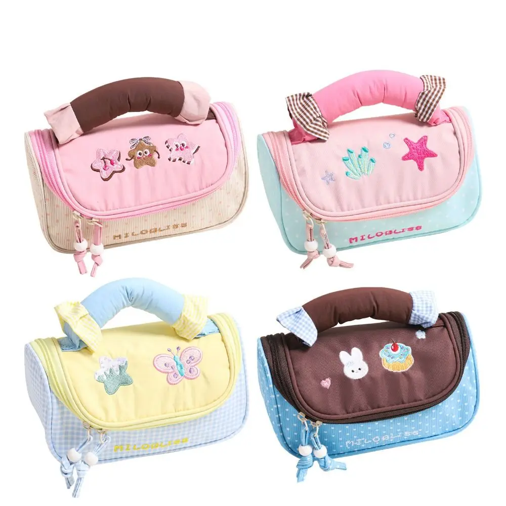 Large Capacity Handheld Makeup Bag Candy Color Aesthetic Pencil Case Multifunctional Stationery Organizer