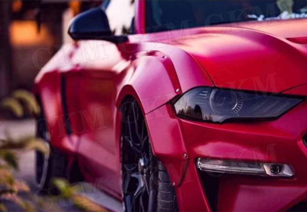 

Fiber Glass Unpainted Material Side Wide Front Headlight Cover Fenders Decoration For Ford for Mustang 2018 2019 2020 Body Kits