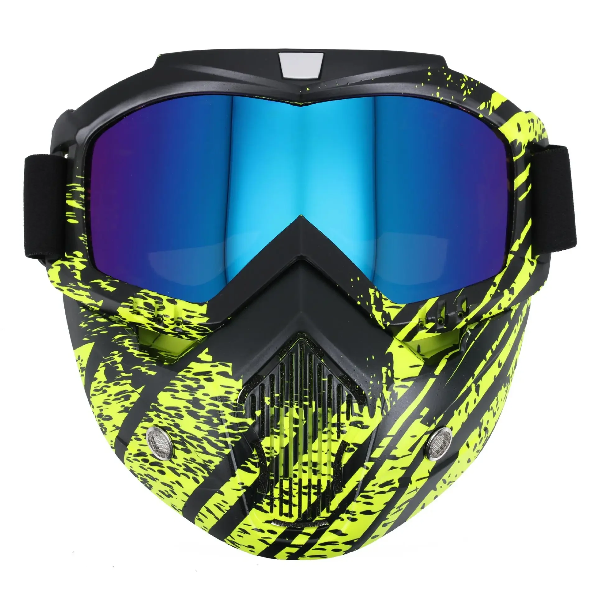 Premium Harley Half Helmet w/ Removable Goggles Skull Halloween Mask Hydro Transfer Print Anti Fog Windproof Riding Gear​