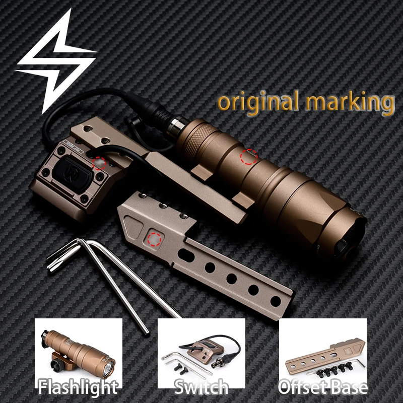 

WADSN Tactical Flashlight Offset Rail Switch Mount M300A M600C Hunting Lamp Combo Set Original Marking Fit 20mm PIcatinny Rail