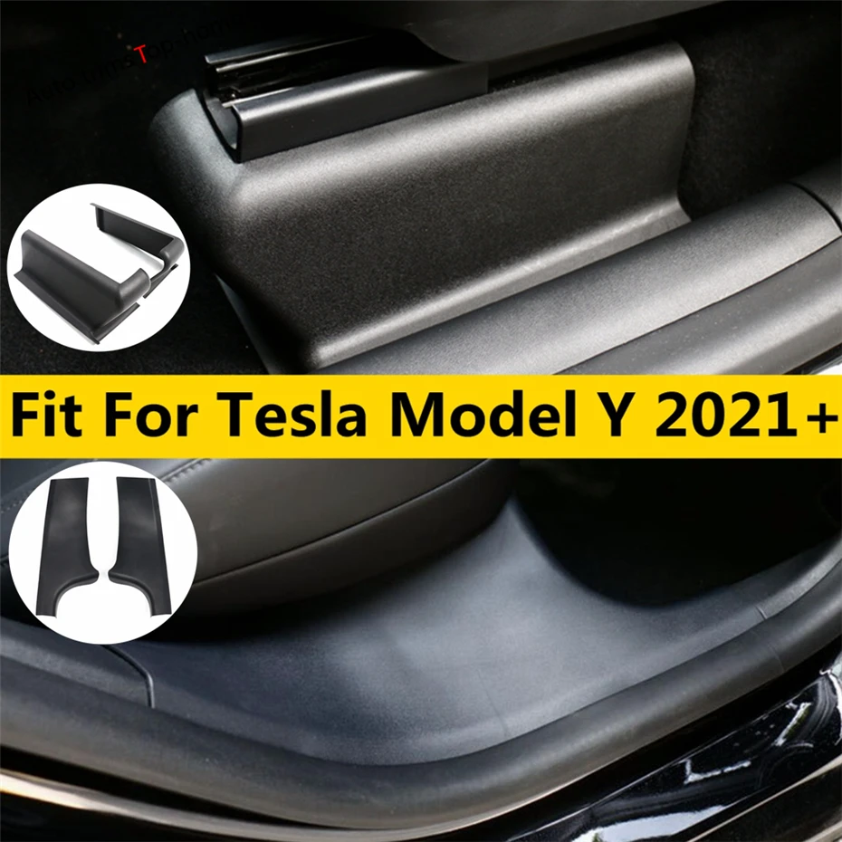 

Car Front Seat Track Protection Cover Rear Door Sill Anti Kick Plate Decoration Accessories Trim For Tesla Model Y 2021 2022