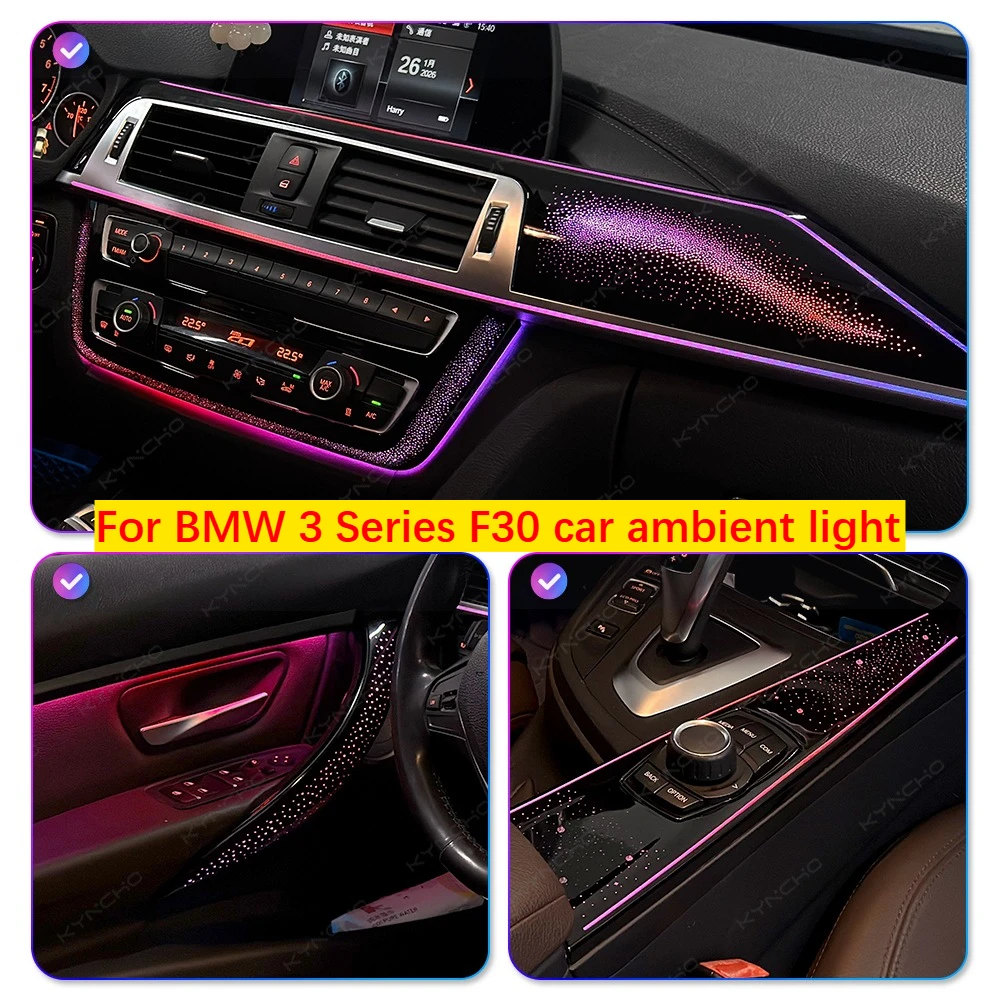 for BMW 3 series F30 64 Colors LED Car Ambient Light Kit Dream color RGB Bluetooth App Control Symphony Auto Interior Lighting