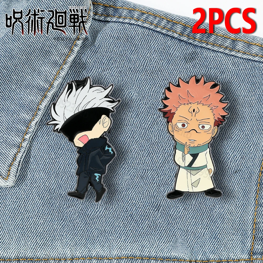 Anime Jujutsu Kaisen spilla Satoru Gojo Ryomen Sukuna spille smaltate spilla in metallo distintivo vestiti di moda accessorio zaino