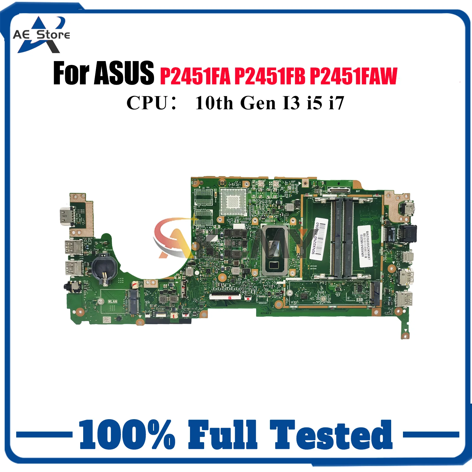 

P2451FA Laptop Motherboard For ASUS ProArt P2451FA P2451FB P2451F P2451FAV P2451FAW Notebook Mainboard With 10th Gen I3 i5 i7