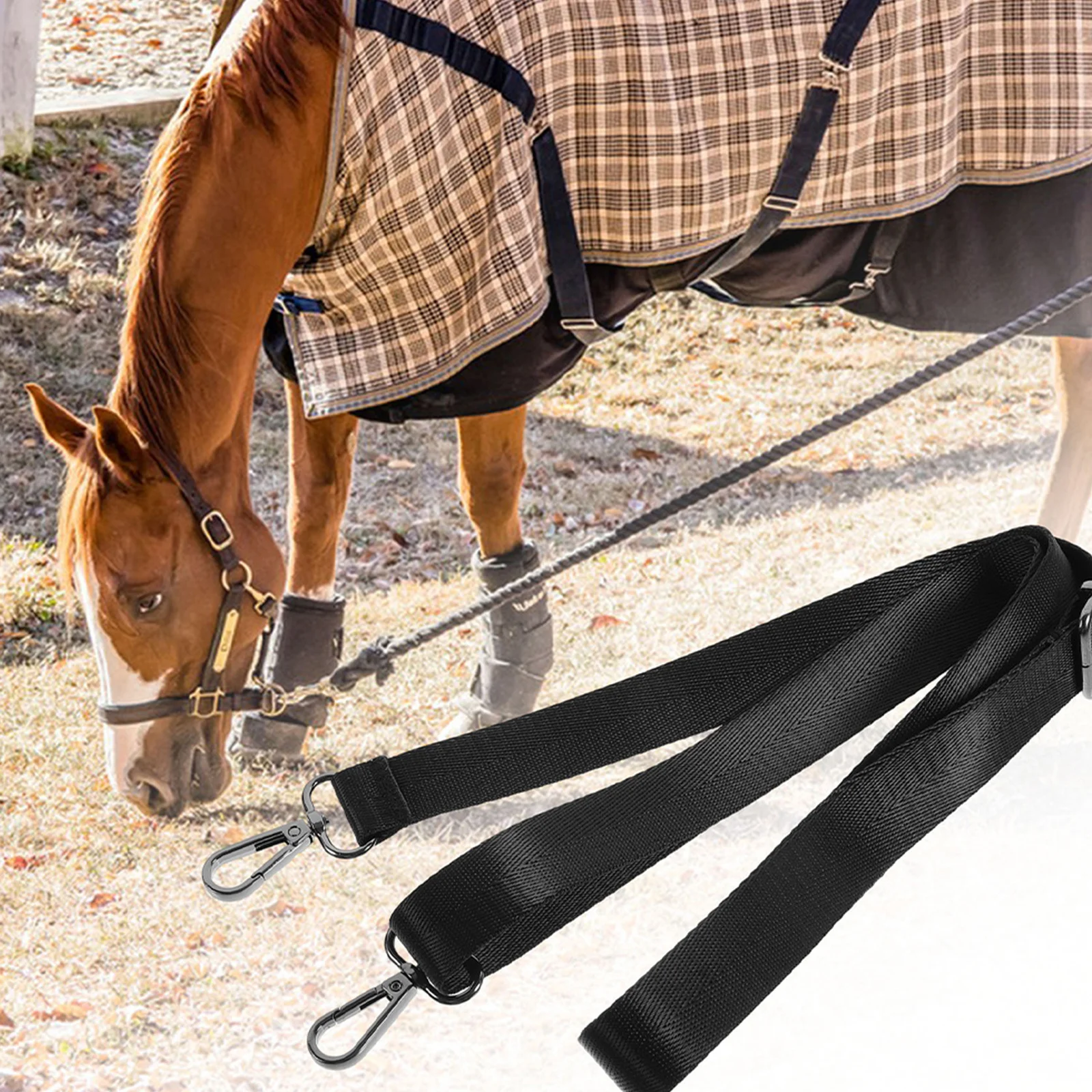 2 قطعة بطانية الحصان المرنة النايلون الساق الأشرطة قابل للتعديل دائم استبدال الحصان بطانية تحديد الأشرطة مشبك معدني #4