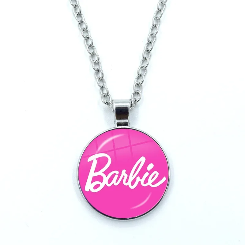 Barbie Pink Necklace Cartoon Doll Movie Figure Girls Time Gemstone Pendant Peripheral Accessories Cute Birthday Christmas Gifts