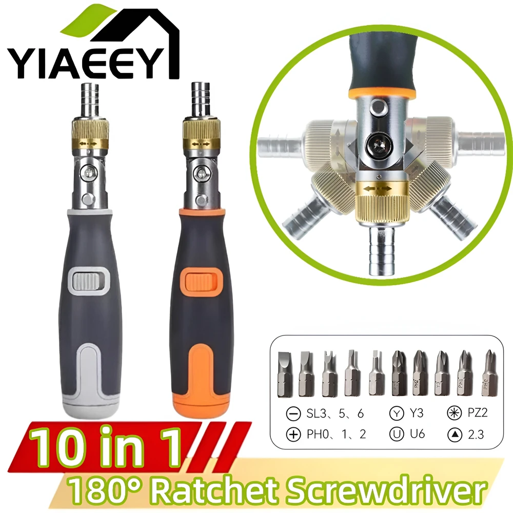 Portable Ratchet Screwdriver Hidden Screwdriver Head Multi Angle Corner Capable Multifunctional Screwdriver Set 10 in 1