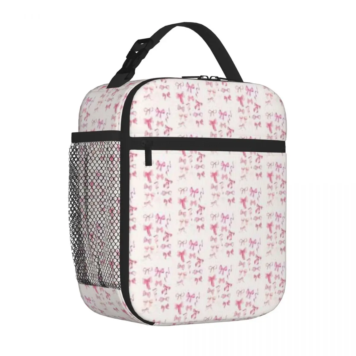 Bestselling Pretty In Pink Bows Pattern Light Luxury Adjustable Strap Lunch Bag Outdoor Sports Cooler Lunch Bag