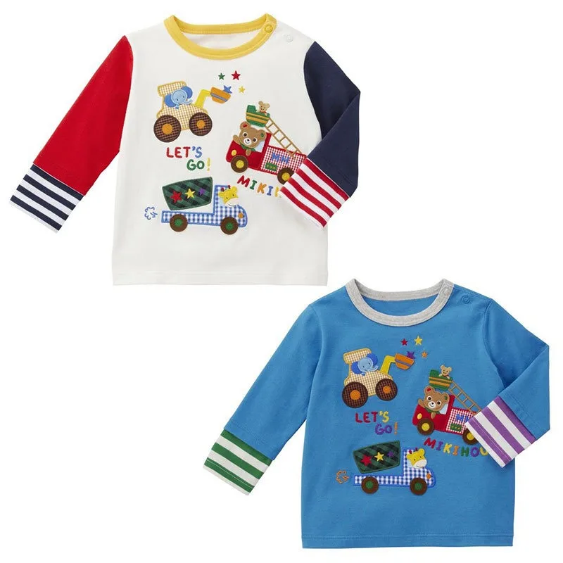 

Autumn Boys Long Sleeved T-shirts Little Bear Engineering Car Color Blocked T-shirt Japanese Baby Boy Clothes Kids Clothes